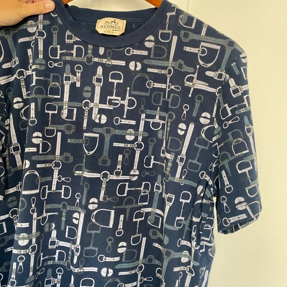 SOLD!!! Hermes Cotton Navy Blue T-Shirt for Men size XXL - Picture 13 of 13